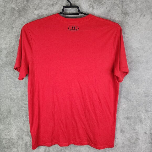 Mens Red Under Armour HeatGear Shirt Loose Fit Short Sleeve Crew Neck Size 2XL - Picture 5 of 8